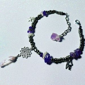 Amethyst and lavender Quartz anklet